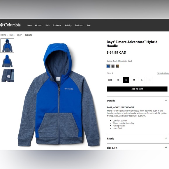 Boys Columbia Hoody Zip-up Hybrid Water Resistant Jacket NEW! Size S/8 - Picture 2 of 4